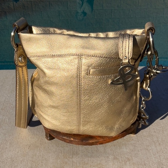 B. Makowsky Giamma Gold Pebbled Leather Crossbody - Picture 3 of 11